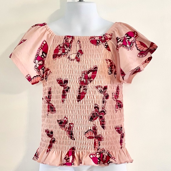 🆕The Children’s Place Girl’s Pink Butterfly Smocked Top - Picture 4 of 8